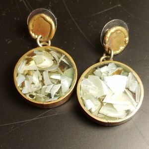 Brass and resin stud earrings